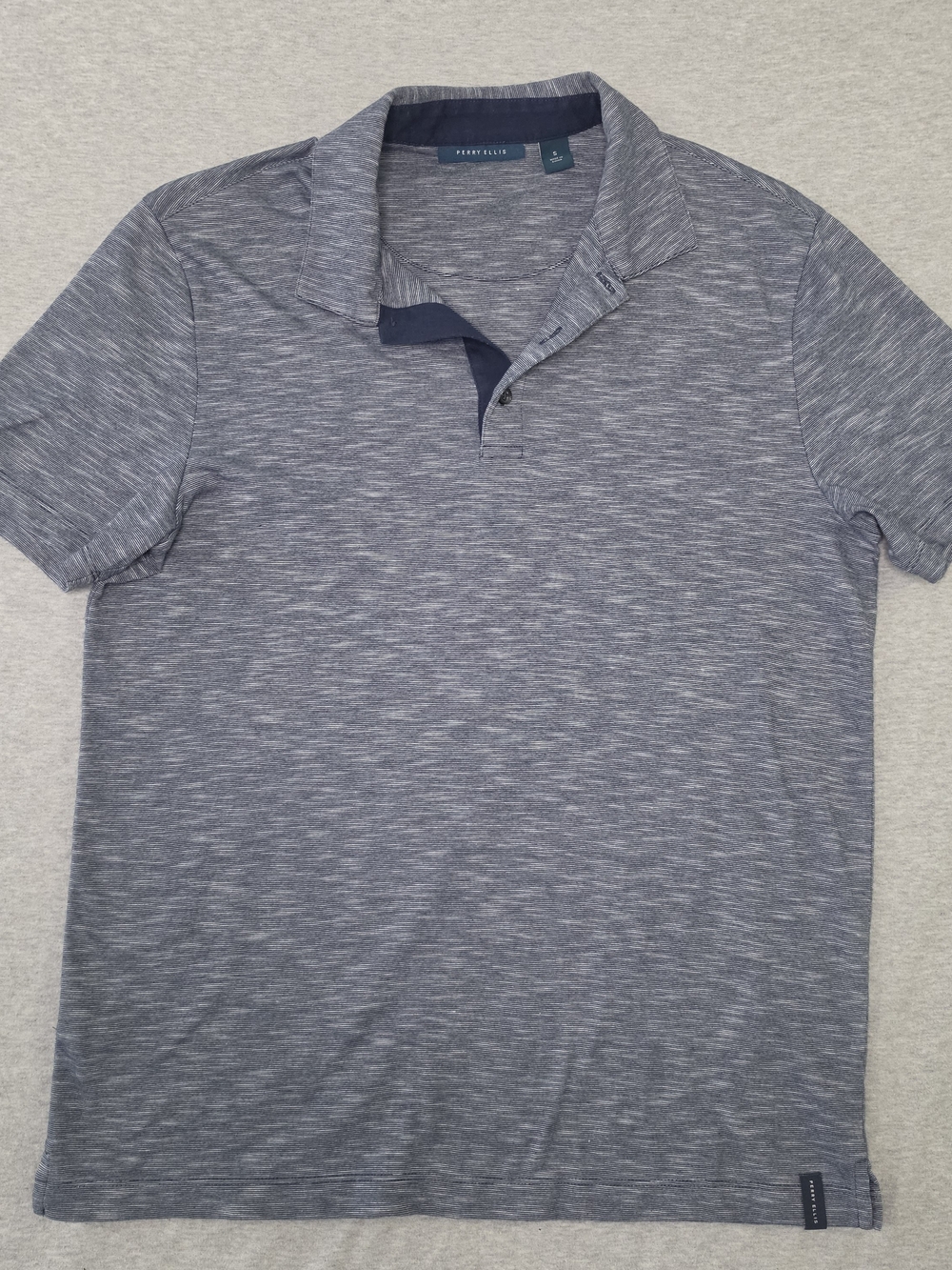 Perry Ellis Men’s Slub Heathered Gray-Blue Polo